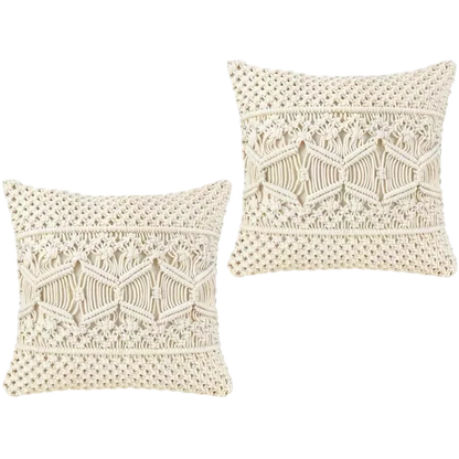 White Macrame Throw  Cushion