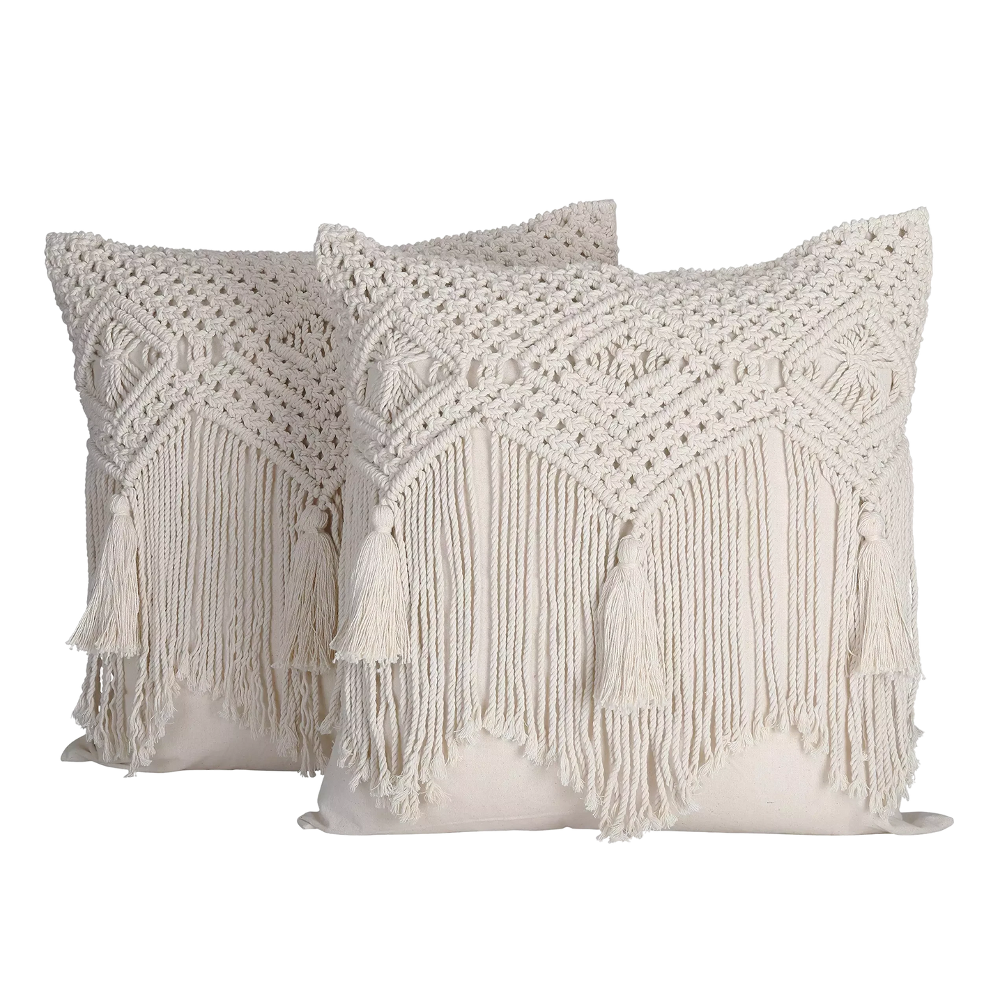 Handwoven White Macrame Cushion