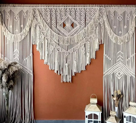 Elegant White Macrame Window Curtains