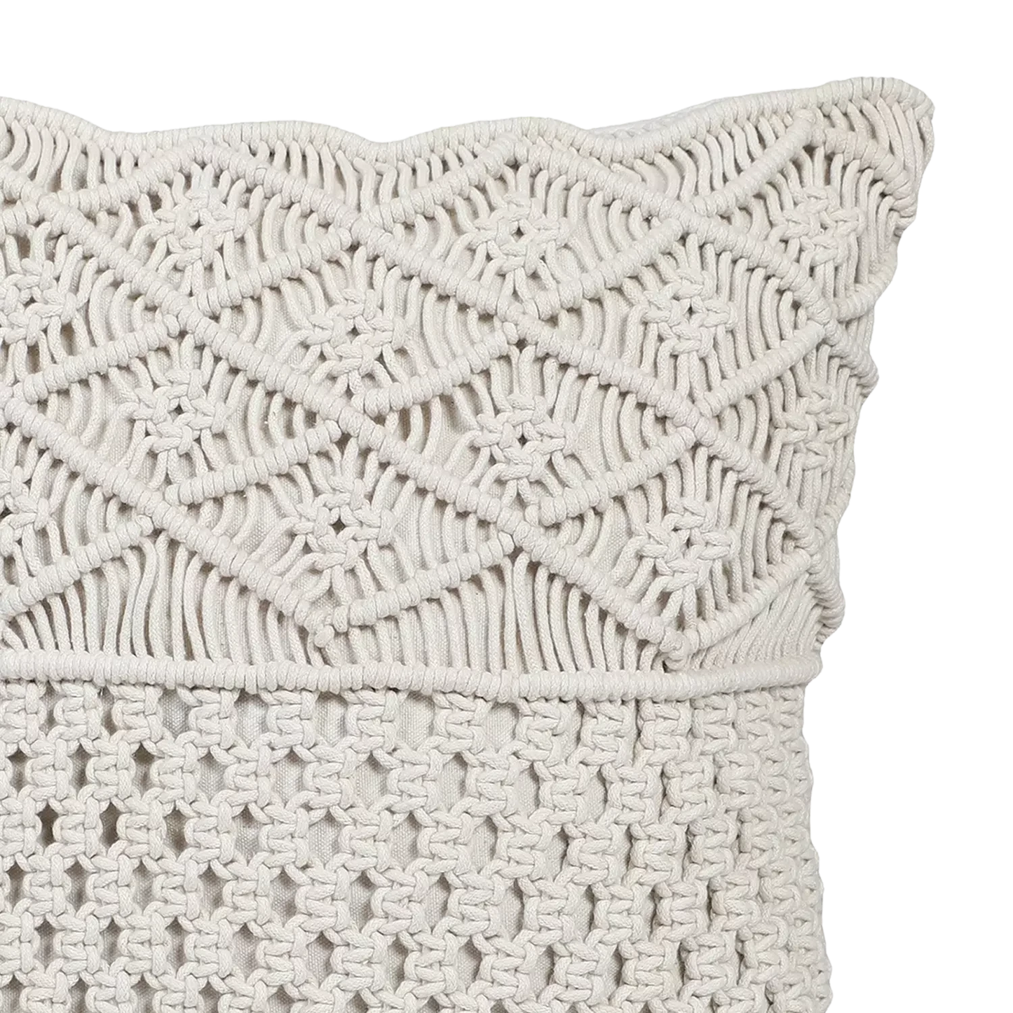 Pure White Macrame Decorative Cushion