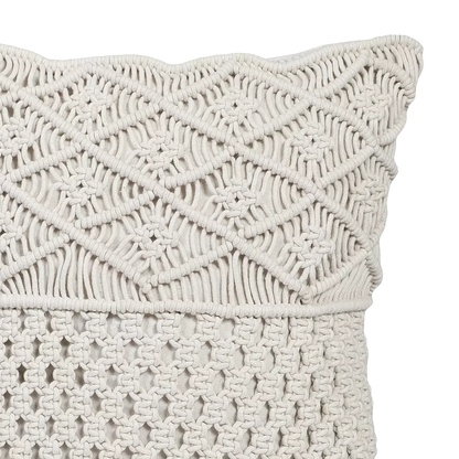 Pure White Macrame Decorative Cushion