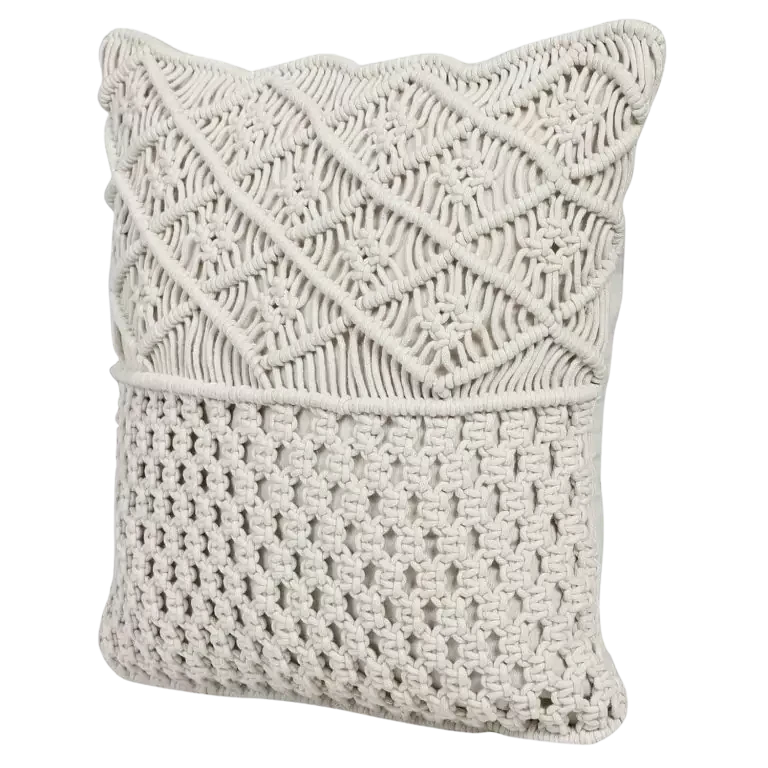 Pure White Macrame Decorative Cushion