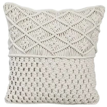 Pure White Macrame Decorative Cushion