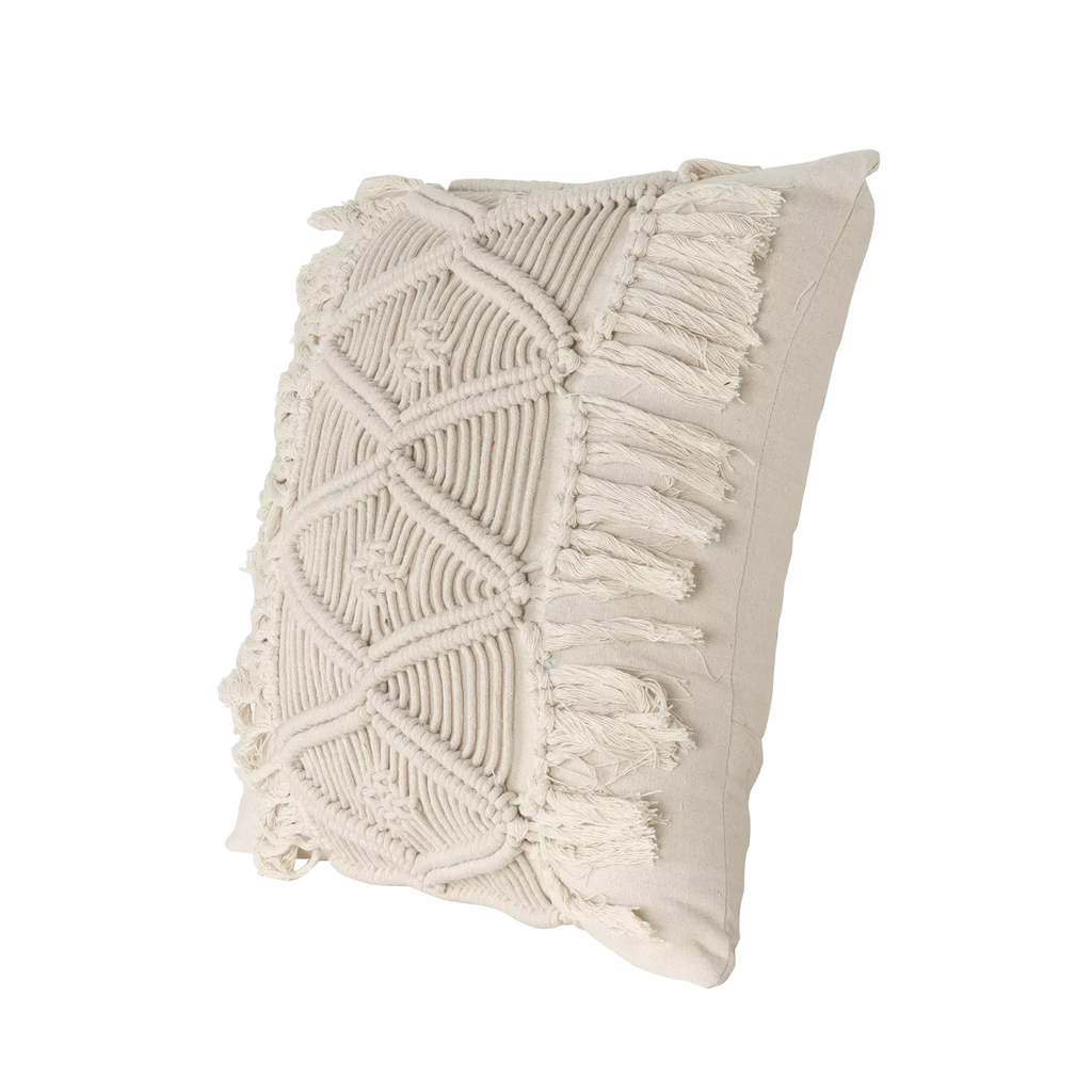 Bohemian White Woven Cushion