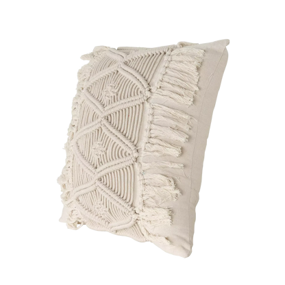 Bohemian White Woven Cushion