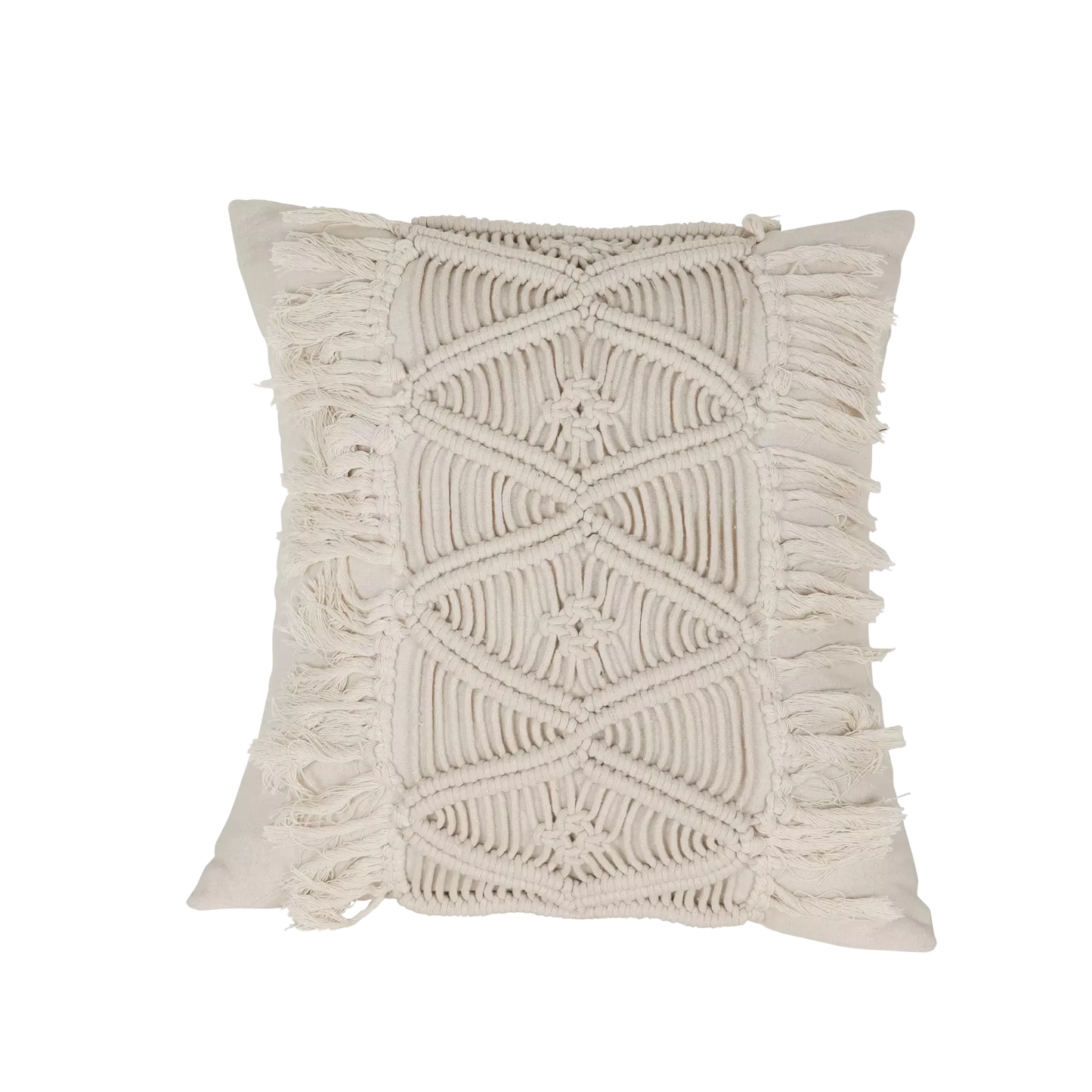 Bohemian White Woven Cushion