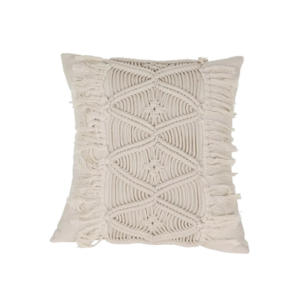 Bohemian White Woven Cushion