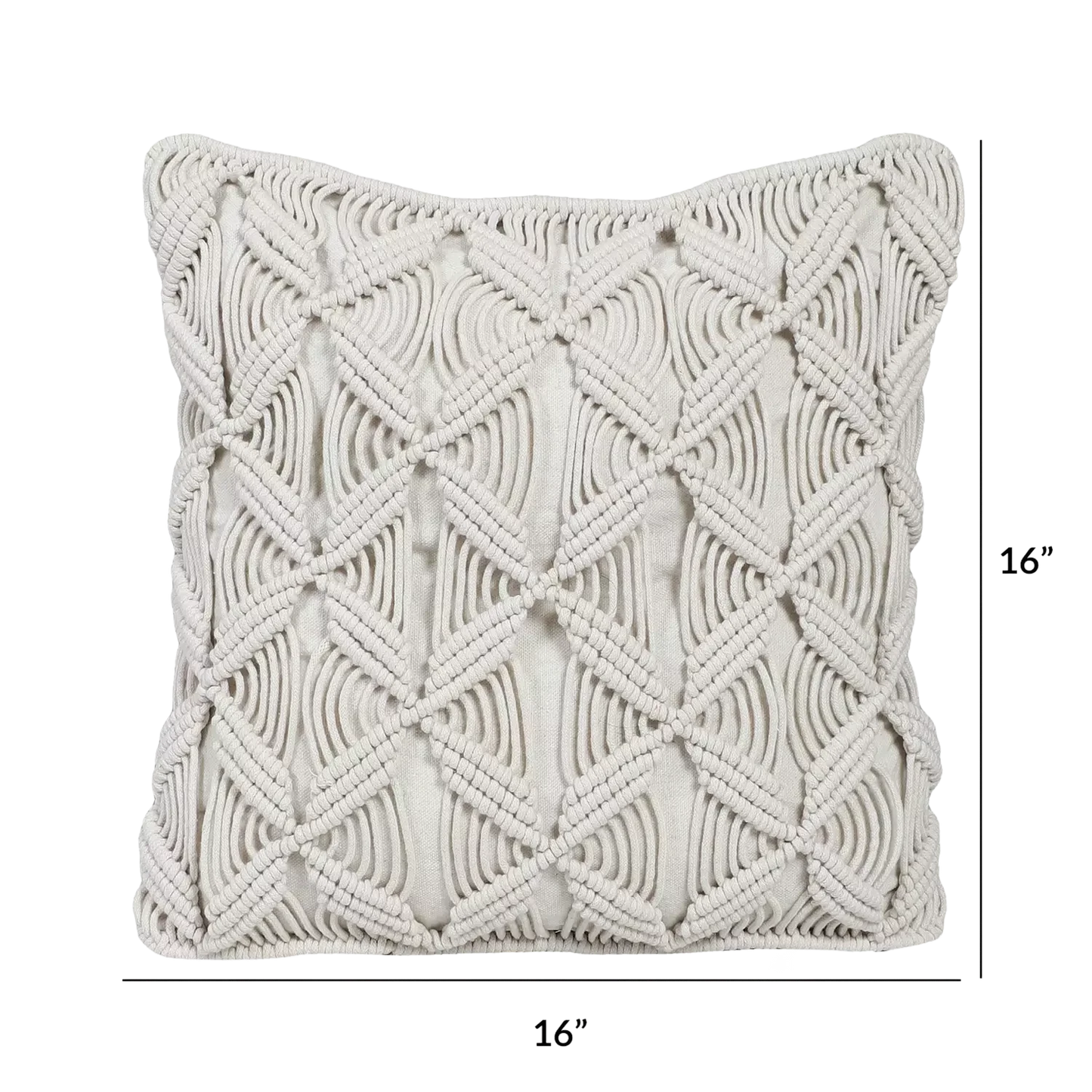 Modern White Macrame Cushion