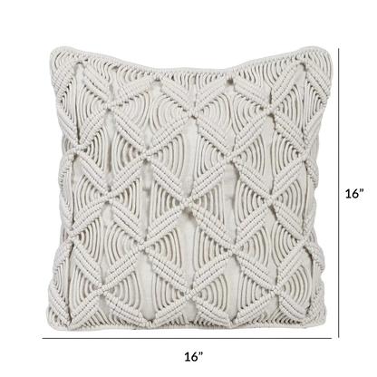 Modern White Macrame Cushion