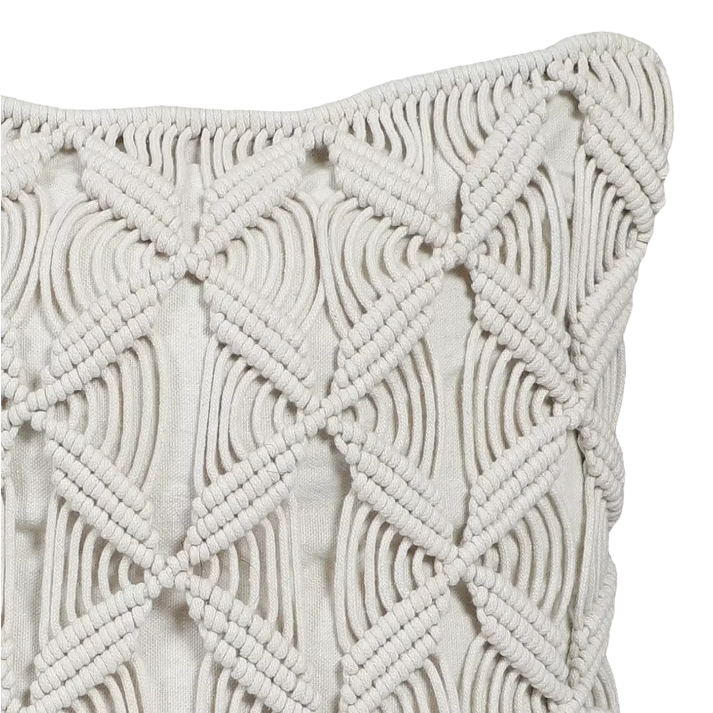 Modern White Macrame Cushion