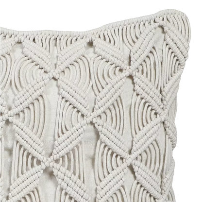 Modern White Macrame Cushion