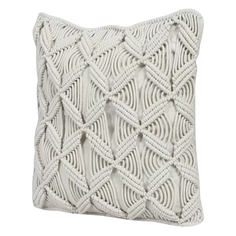 Modern White Macrame Cushion