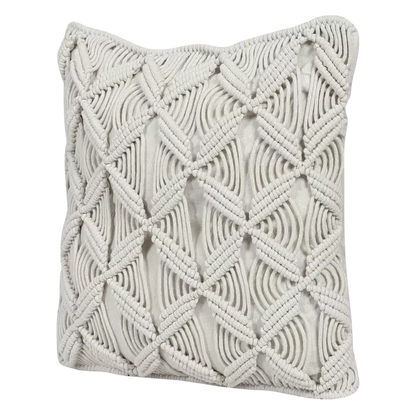 Modern White Macrame Cushion