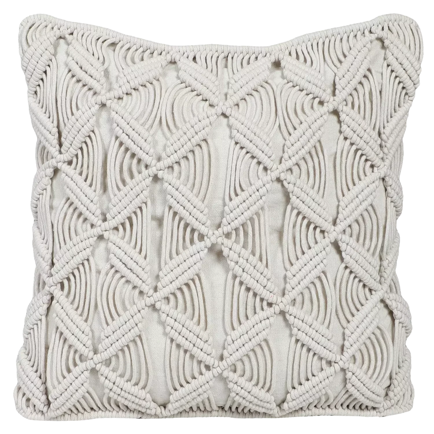 Modern White Macrame Cushion