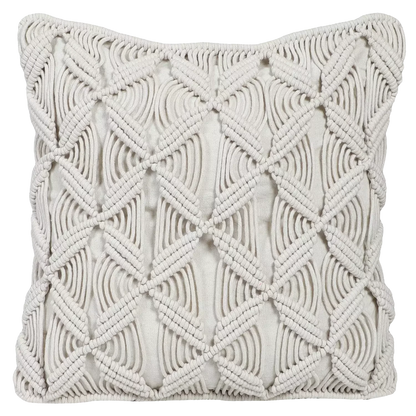 Modern White Macrame Cushion