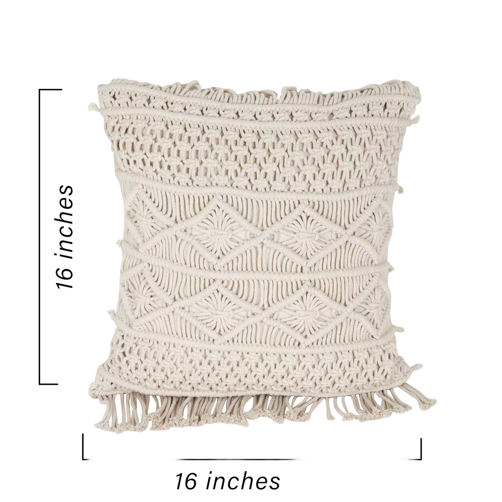 Trendy White Macrame Cushion