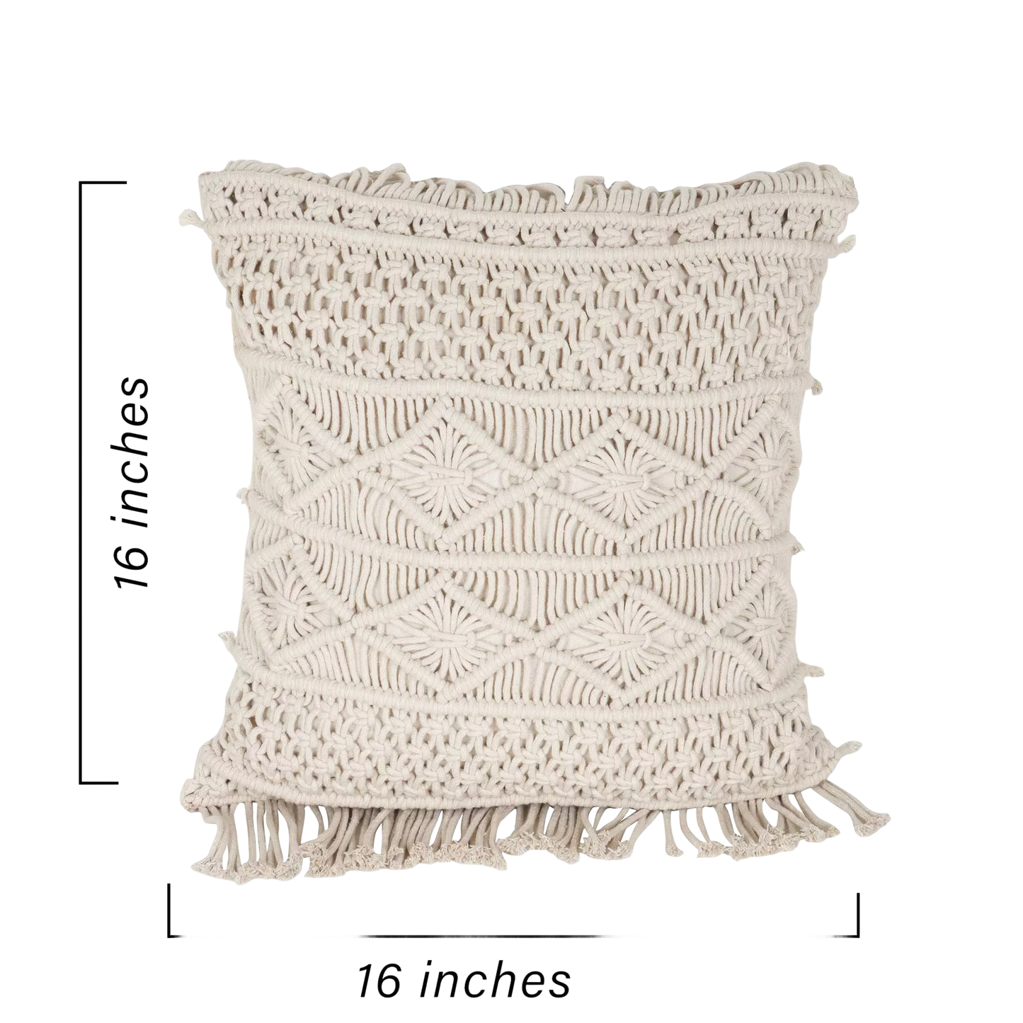 Trendy White Macrame Cushion