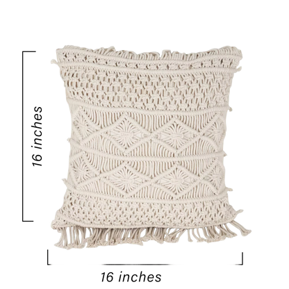 Trendy White Macrame Cushion