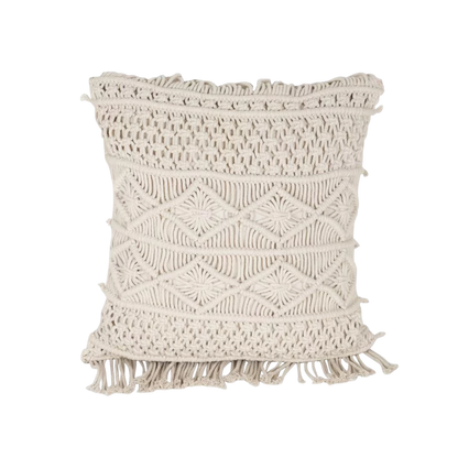 Trendy White Macrame Cushion