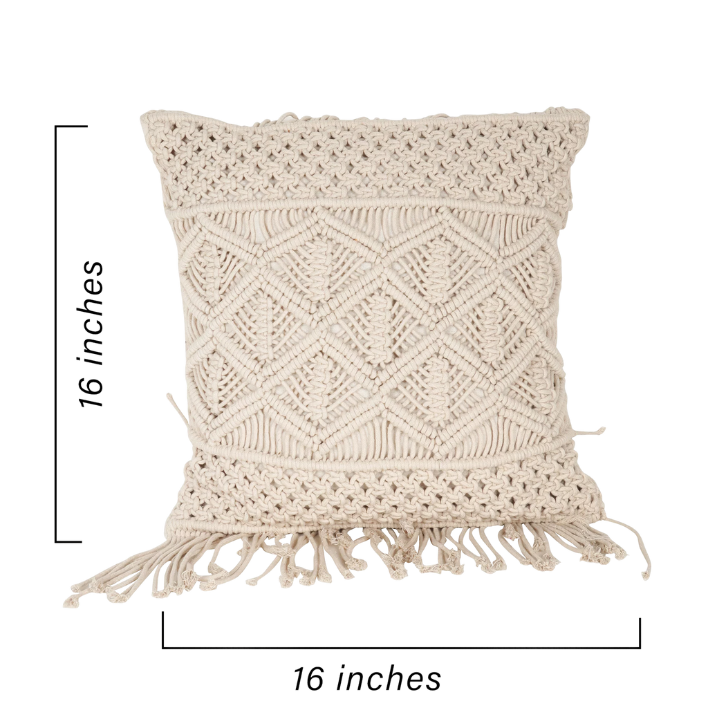 Stylish White Macrame Cushion