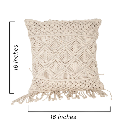 Stylish White Macrame Cushion