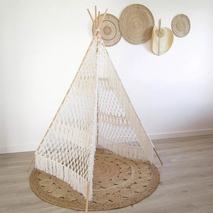 Handmade Macrame Teepee Tent – Boho Kids Play Tent & Cozy Hideaway