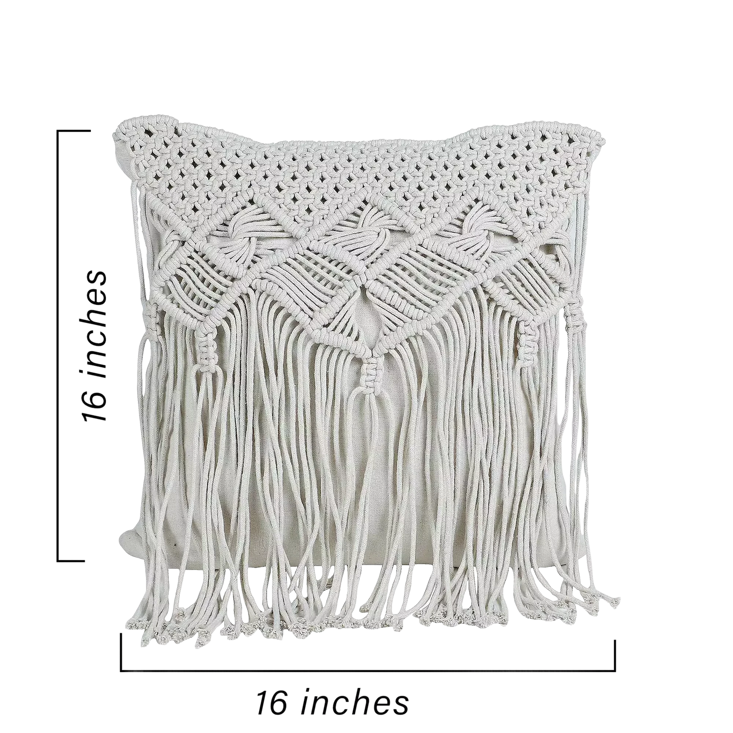 White Macrame Pillow for Bedroom Decor