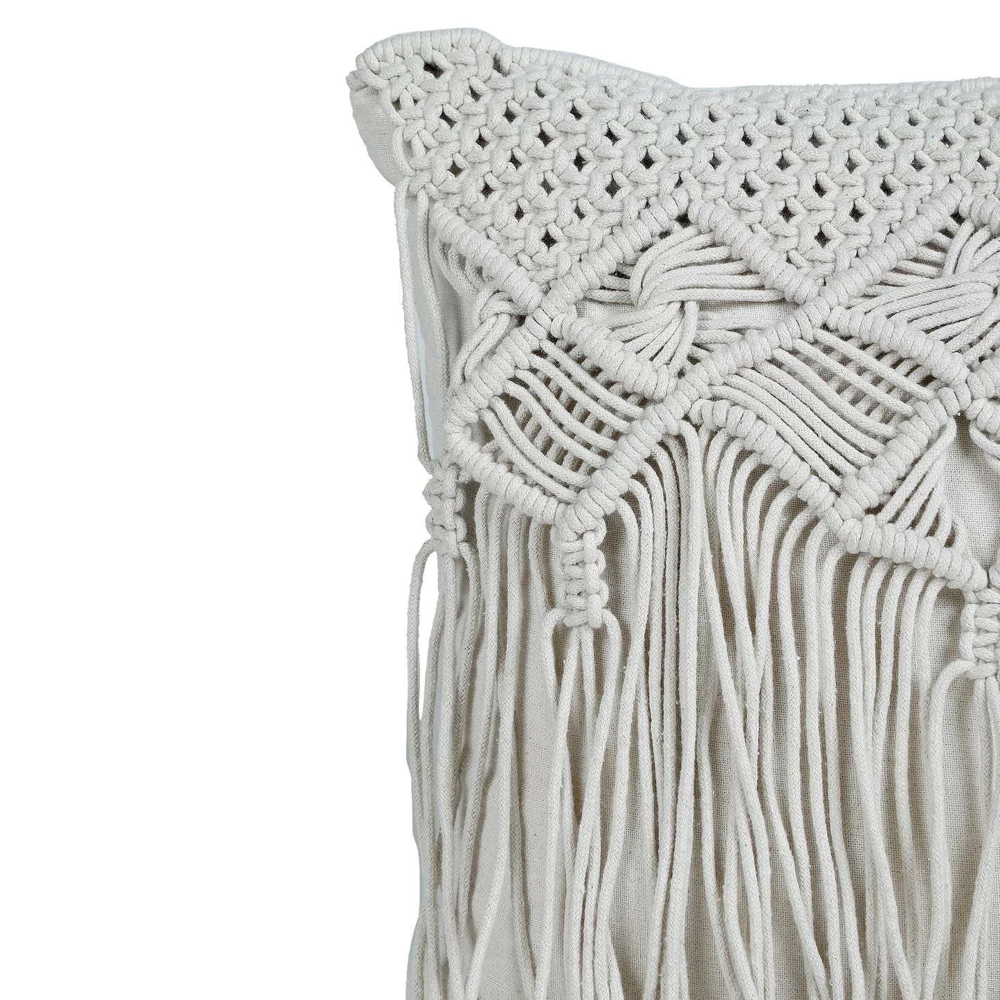 White Macrame Pillow for Bedroom Decor