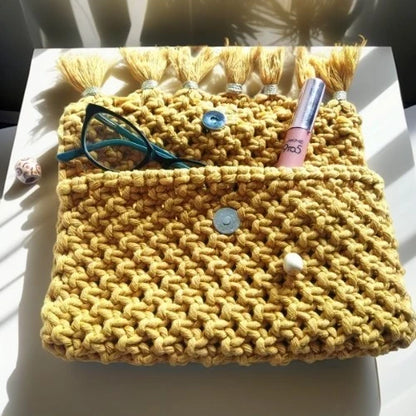 Handmade Macrame Clutch with Tassels